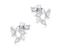 Wind Turbine With CZ Stone Silver Ear Stud STS-5678